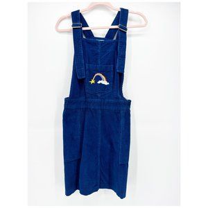 Dolls Kill Run & Fly Blue Corduroy Rainbow Patch Pinafore Overall Dress (14 US)